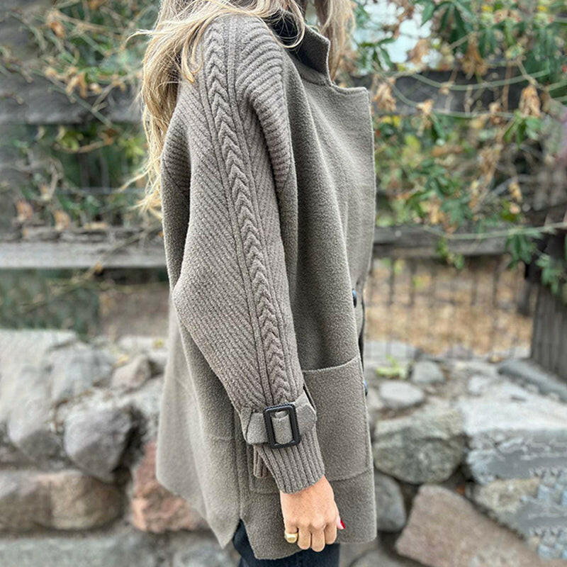 🍂💕Veste mi-longue pour femme avec double boutonnage et revers