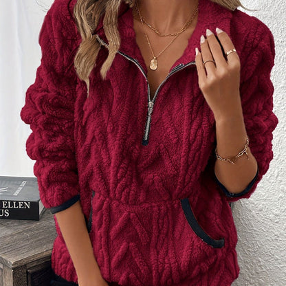 Sweat-shirt à demi-zip et poche molletonnée
