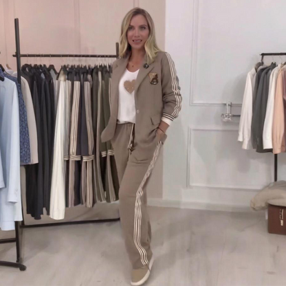 💥Offre à durée limitée - 50 % de réduction💥Ensemble blazer et pantalon tendance de 2 pièces avec bandes latérales