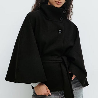📢📢60 % de réduction !! ⏰Manteau-cape à col droit avec ceinture pour femme🧥