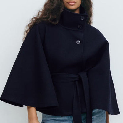 📢📢60 % de réduction !! ⏰Manteau-cape à col droit avec ceinture pour femme🧥