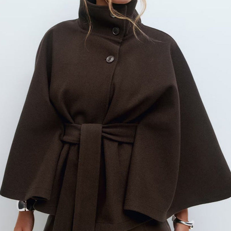 📢📢60 % de réduction !! ⏰Manteau-cape à col droit avec ceinture pour femme🧥