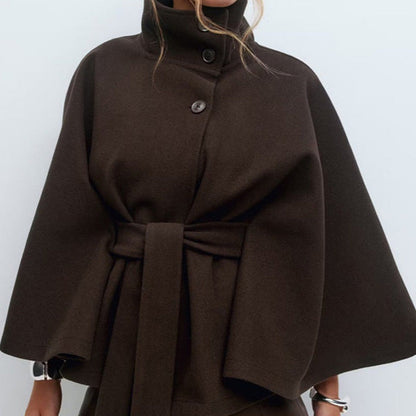 📢📢60 % de réduction !! ⏰Manteau-cape à col droit avec ceinture pour femme🧥