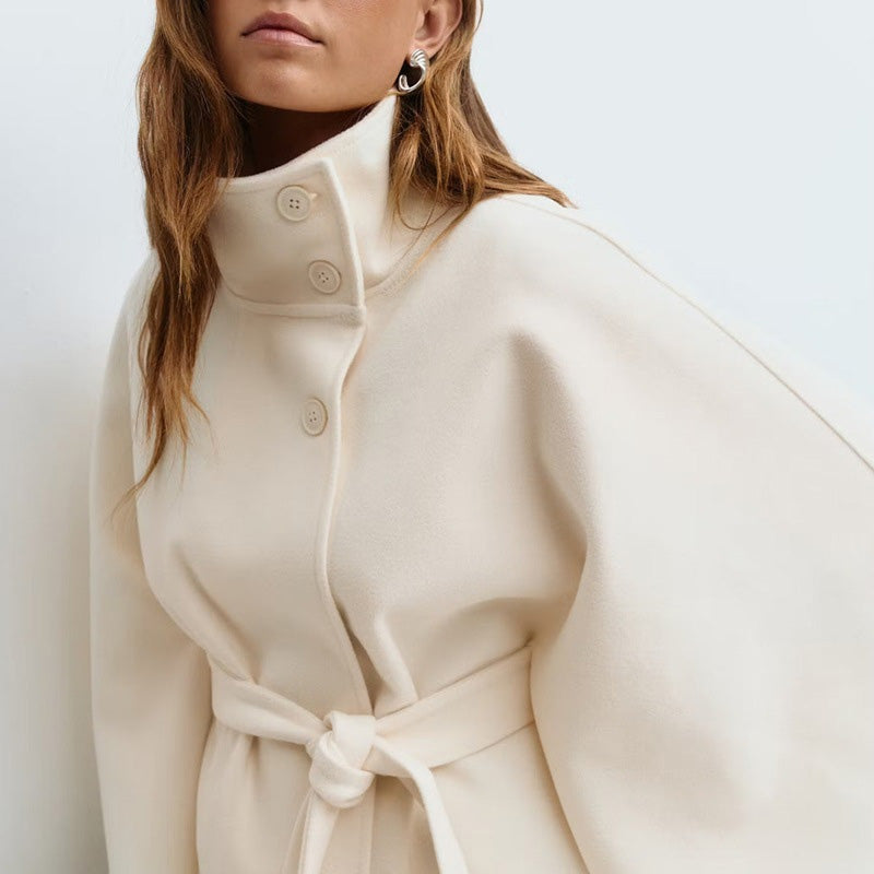 📢📢60 % de réduction !! ⏰Manteau-cape à col droit avec ceinture pour femme🧥