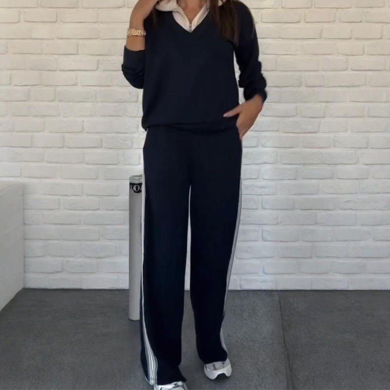 🍂Ensemble chemisier à col et pantalon à manches longues pour femme