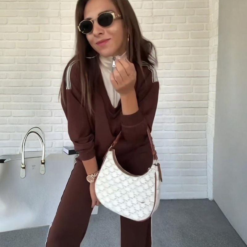 🍂Ensemble chemisier à col et pantalon à manches longues pour femme