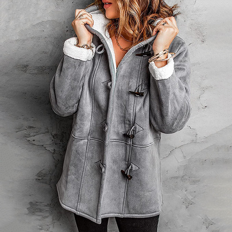 Manteau Femme en Daim à Capuche avec Doublure Polaire