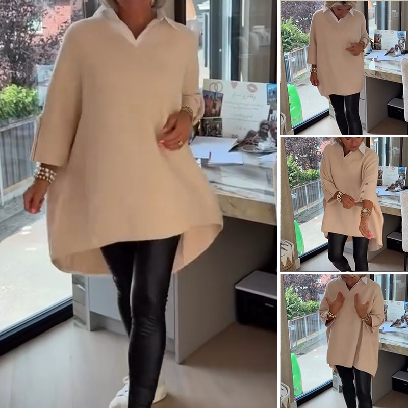 🍂 Édition limitée automne🔥 Haut à manches longues pour femme avec col chemise