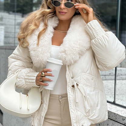 Promotion d'automne🔥60% DE RÉDUCTION ! ✨Manteau matelassé tendance avec col en fausse fourrure