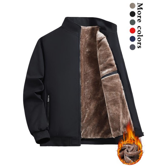 Veste zippée chaude unie pour homme – 💪 Anti-froissement, coupe-vent, imperméable à la pluie et à la neige !