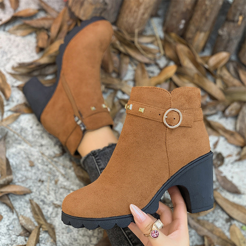 Bottines Tendance à Talons Épais pour Femmes