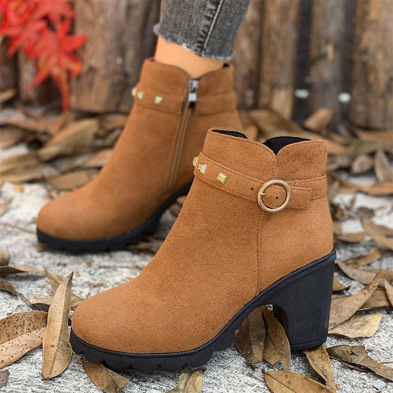 Bottines Tendance à Talons Épais pour Femmes