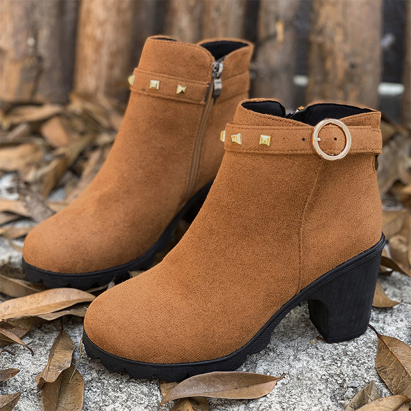 Bottines Tendance à Talons Épais pour Femmes