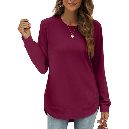 🍂Soldes d'automne : 50 % DE RÉDUCTION🔥Hauts unis à manches longues avec ourlet haut et bas pour femme