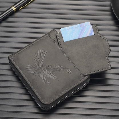 🦅 60% DE RÉDUCTION ! 👛 Portefeuille Homme avec Aigle en Relief - Cuir Végan et Design Slim, Porte Cartes RFID et Pièces 💼📦
