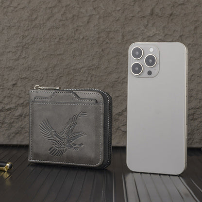 🦅 60% DE RÉDUCTION ! 👛 Portefeuille Homme avec Aigle en Relief - Cuir Végan et Design Slim, Porte Cartes RFID et Pièces 💼📦