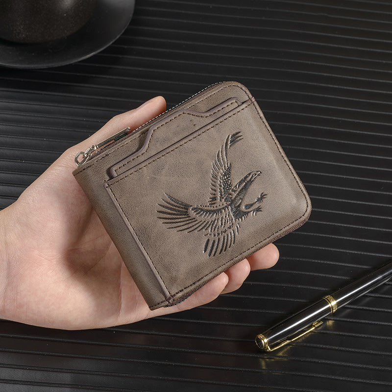 🦅 60% DE RÉDUCTION ! 👛 Portefeuille Homme avec Aigle en Relief - Cuir Végan et Design Slim, Porte Cartes RFID et Pièces 💼📦