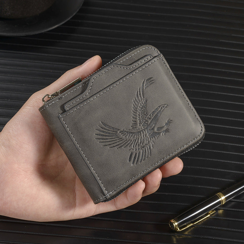 🦅 60% DE RÉDUCTION ! 👛 Portefeuille Homme avec Aigle en Relief - Cuir Végan et Design Slim, Porte Cartes RFID et Pièces 💼📦