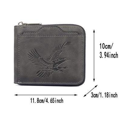 🦅 60% DE RÉDUCTION ! 👛 Portefeuille Homme avec Aigle en Relief - Cuir Végan et Design Slim, Porte Cartes RFID et Pièces 💼📦