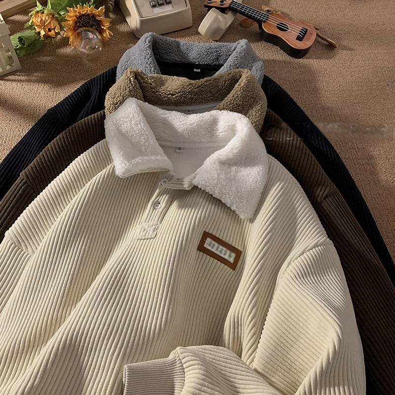 ❄️LAST DAY PROMOTION - 50%OFF 💖 Unisex✨Corduroy Lapel Collar Sweatshirt -👏Warm, Stylish!
