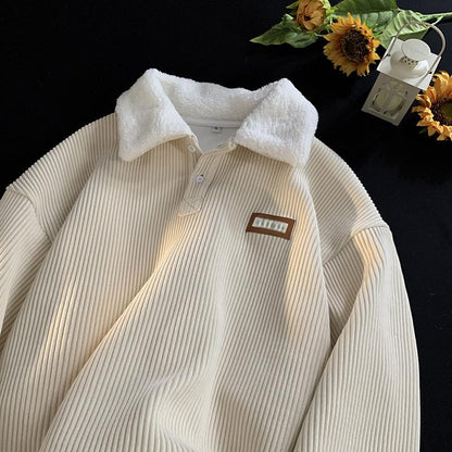 ❄️LAST DAY PROMOTION - 50%OFF 💖 Unisex✨Corduroy Lapel Collar Sweatshirt -👏Warm, Stylish!