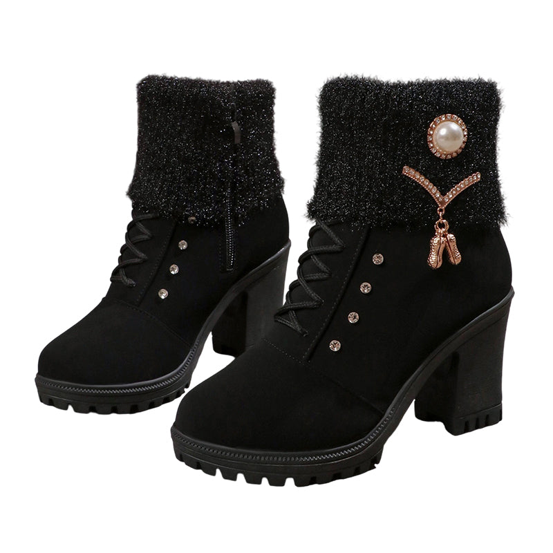 Bottines Femme à Talon Épais - Chaudes et Douillettes 🔥 SOLDE EXCEPTIONNELLE -59%