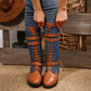 Bottes militaires vintage pour femmes avec lacets et boucle