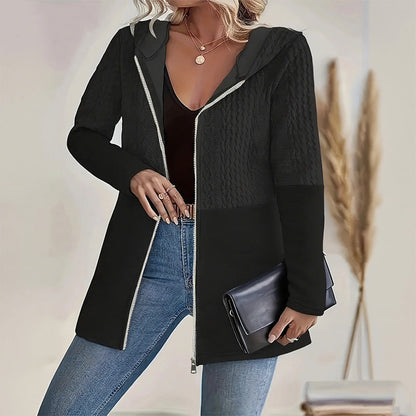 Veste tendance à capuche et manches longues zippée pour femme