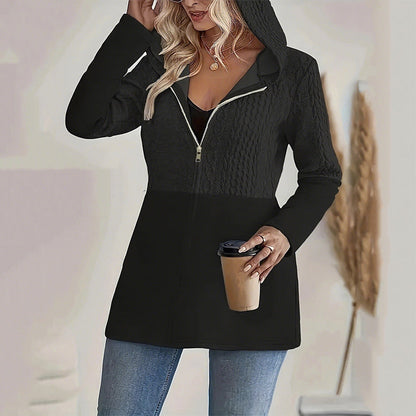 Veste tendance à capuche et manches longues zippée pour femme