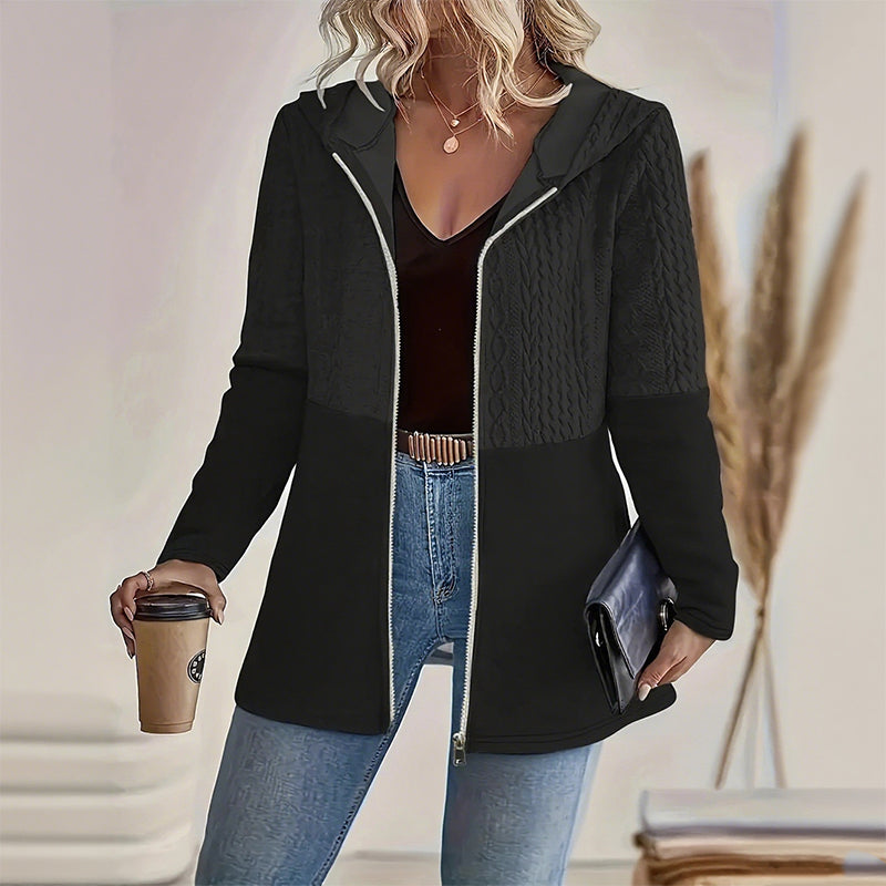 Veste tendance à capuche et manches longues zippée pour femme