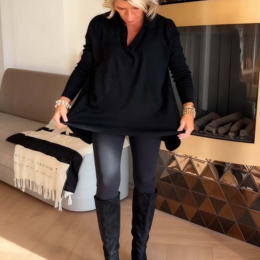 🎁 Soldes exceptionnels 49 % de réduction 🔥 Haut décontracté à col et manches longues pour femme