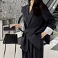 Ensemble 2 Pièces Bureau Femme : Blazer à Nœud Devant et Pantalon Palazzo