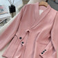 Ensemble 2 Pièces Bureau Femme : Blazer à Nœud Devant et Pantalon Palazzo