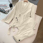 Ensemble 2 Pièces Bureau Femme : Blazer à Nœud Devant et Pantalon Palazzo