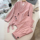 Ensemble 2 Pièces Bureau Femme : Blazer à Nœud Devant et Pantalon Palazzo