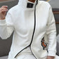 Ensemble veste et pantalon décontractés à col montant et fermeture éclair pour femme