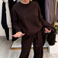 Ensemble 2 pièces pour femme : haut à col rond et pantalon