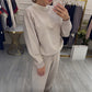 Ensemble 2 pièces pour femme : haut à col rond et pantalon
