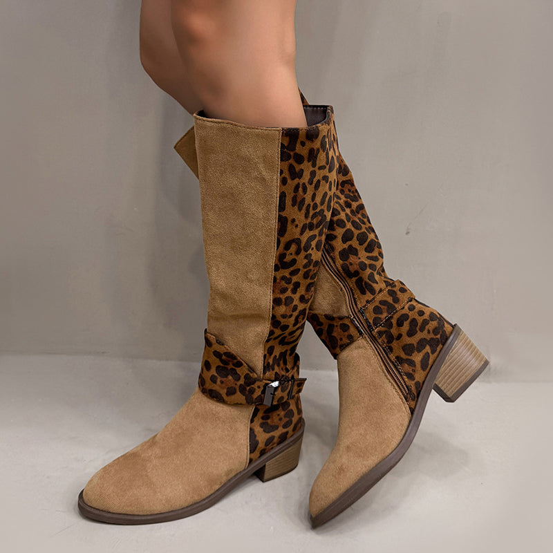Bottes d'équitation pour femmes à imprimé léopard