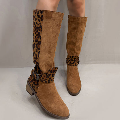 Bottes d'équitation pour femmes à imprimé léopard