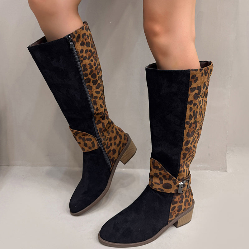 Bottes d'équitation pour femmes à imprimé léopard