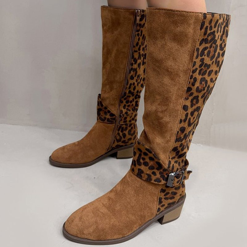Bottes d'équitation pour femmes à imprimé léopard
