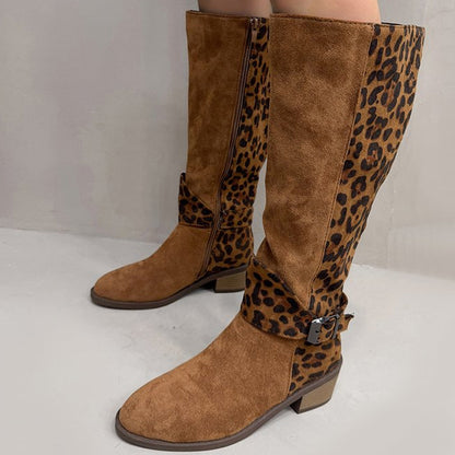 Bottes d'équitation pour femmes à imprimé léopard