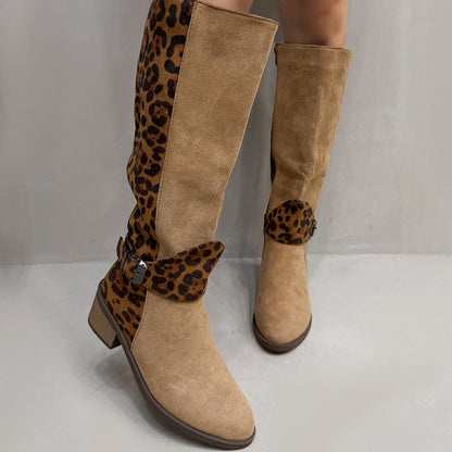 Bottes d'équitation pour femmes à imprimé léopard