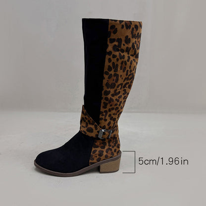 Bottes d'équitation pour femmes à imprimé léopard
