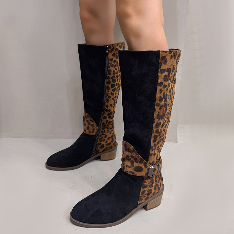 Bottes d'équitation pour femmes à imprimé léopard