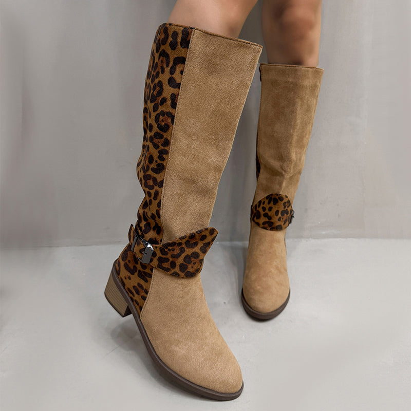 Bottes d'équitation pour femmes à imprimé léopard