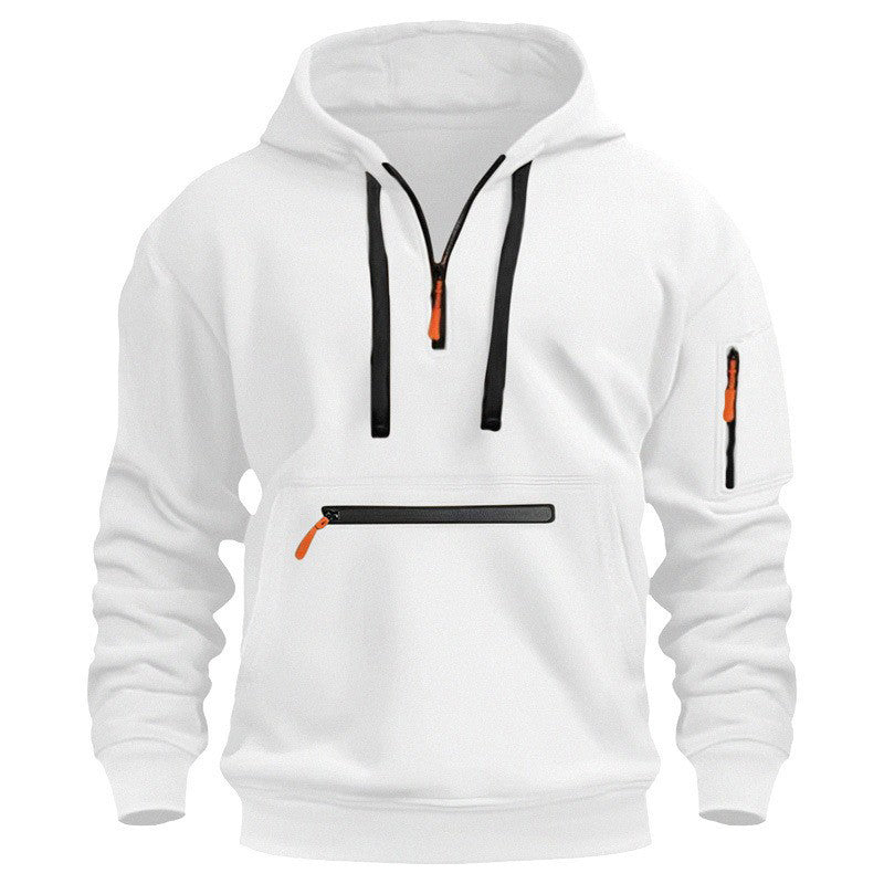 Sweat à capuche utilitaire chaud pour homme avec fermeture éclair quart de longueur -👏Confort, style et fonctionnalité réunis dans un vêtement polyvalent !