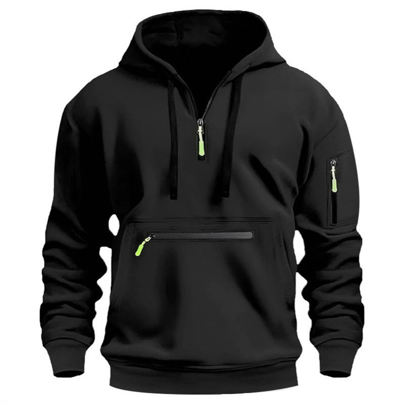 Sweat à capuche utilitaire chaud pour homme avec fermeture éclair quart de longueur -👏Confort, style et fonctionnalité réunis dans un vêtement polyvalent !