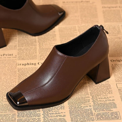 📢📢55% DE RÉDUCTION !!!✨Chaussures à talons épais et bout carré pour femmes avec fermeture à glissière